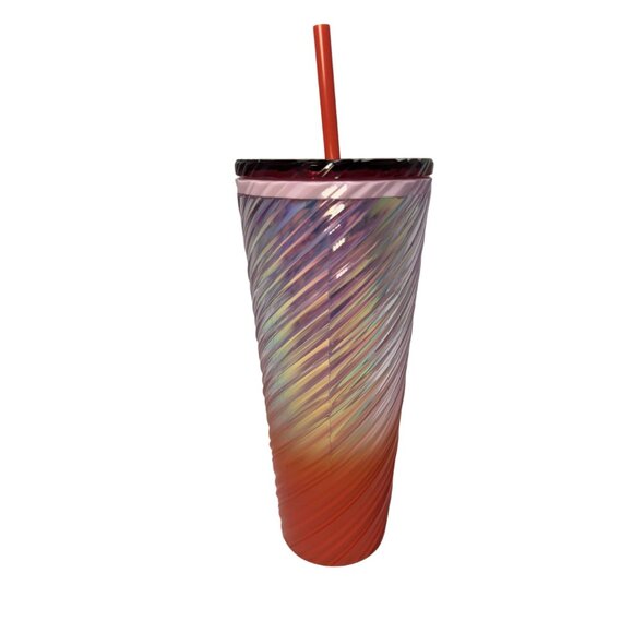 NEW Starbucks Winter 2025 Sunrise Red Orange Pearl Ombre Swirl Tumbler 24 oz. - Picture 4 of 5
